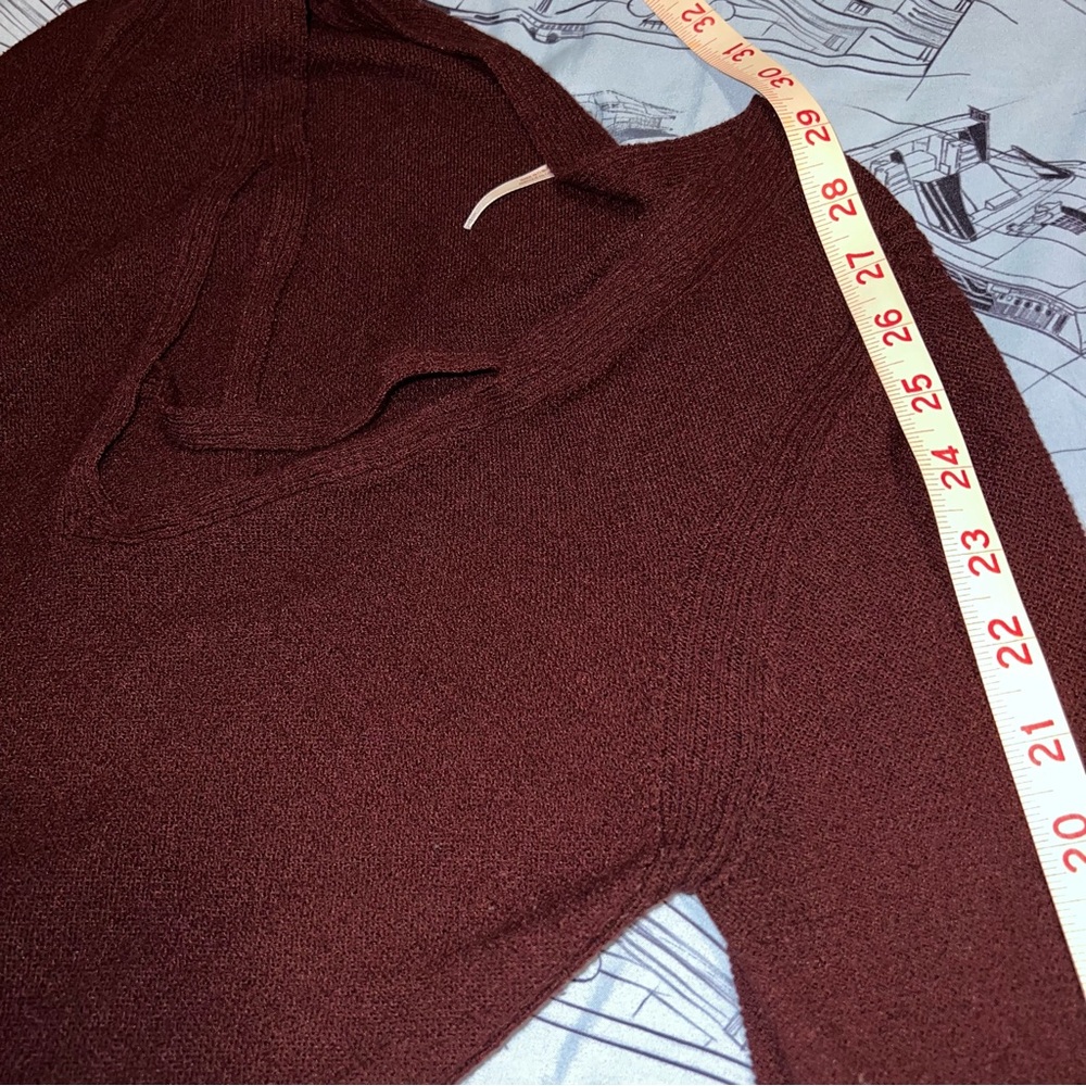 Free People Burgundy Criss Cross Tunic Sweater Dress - Picture 13 of 13